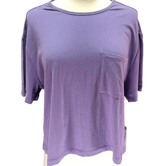 Johnny Was Calme NWT Boxy Pocket Tee Cotton Lavender Purple Medium - Picture 2 of 9